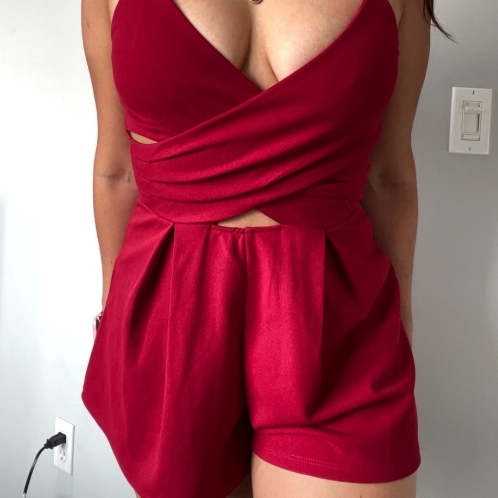 Nwt! ReVamped Dark Red Romper